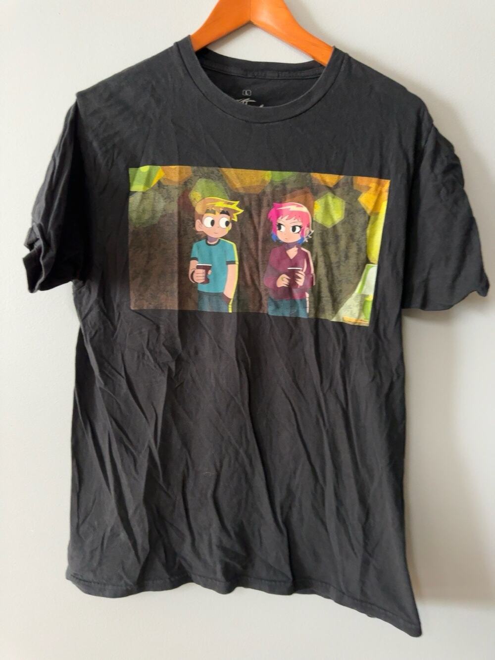 Scott Pilgrim Takes Off T Shirt Mens Large Black Anime Netflix Graphic Tee